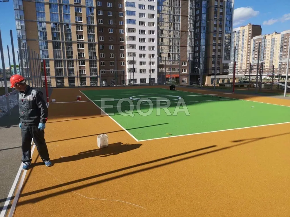 Из чего состоит бесшовное резиновое покрытие в Тевризе?